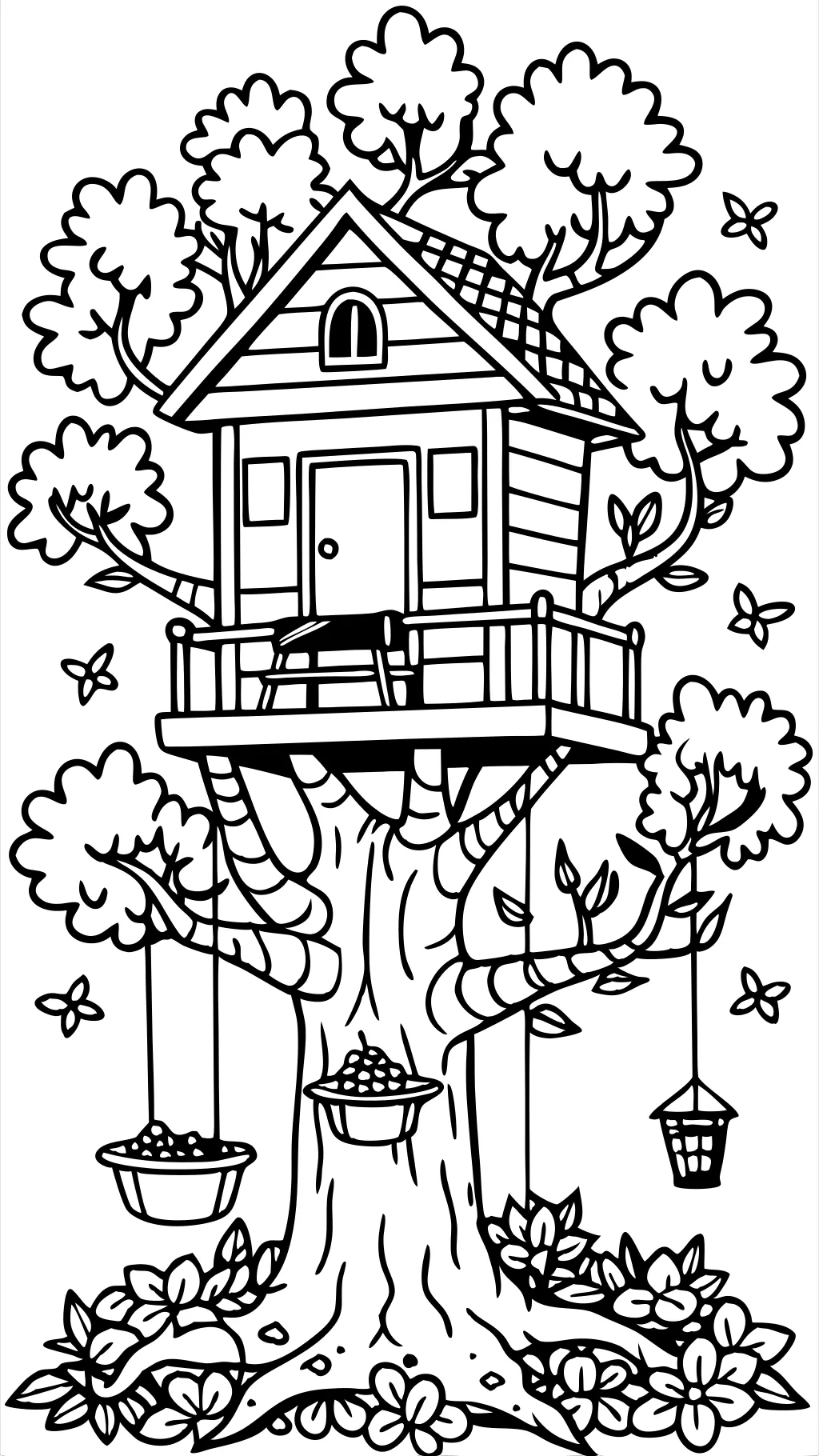 coloriage de cabane dans les arbres